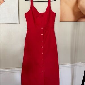 Equipment Vibrant Red Midi Dress